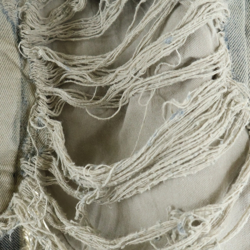 Rick Owens(リックオウエンス) 23AW BOLAN BANANA ボラン バナナ サイドジップ ダメージ加工ロングフレア デニムパンツ インディゴ RR02C7313-DMPSH