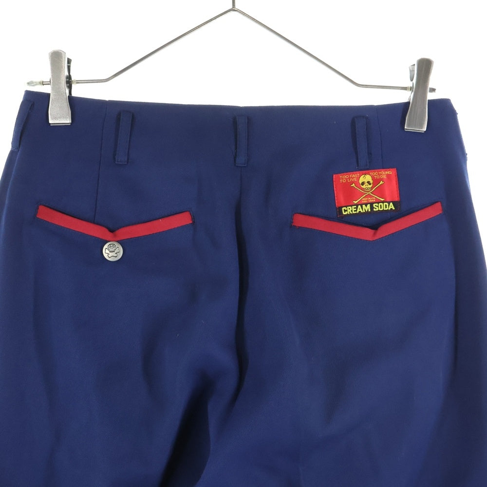 CREAM SODA(クリームソーダ) 2タック ジップアップ テーパードスラックスパンツ ネイビー