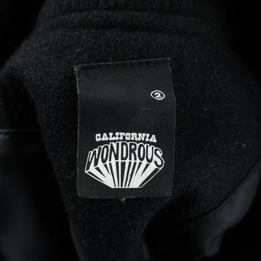 NO BRAND(ノーブランド) CALIFORNIA WONDROUS カリフォルニアワンダラス ウール レザースタジアムジャケット ブラック