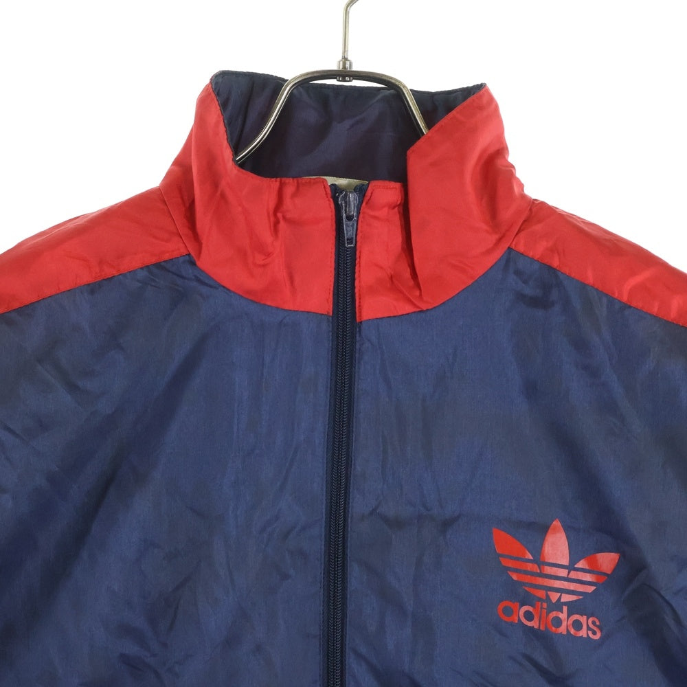 adidas(アディダス) フロントロゴ ジップアップナイロンジャケット ネイビー/レッド/ホワイト