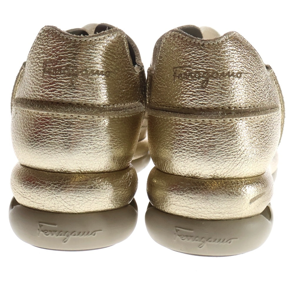 Salvatore Ferragamo(サルヴァトーレ フェラガモ) バックロゴ メッシュローカットスニーカー レディース ゴールド NZ 01980 25