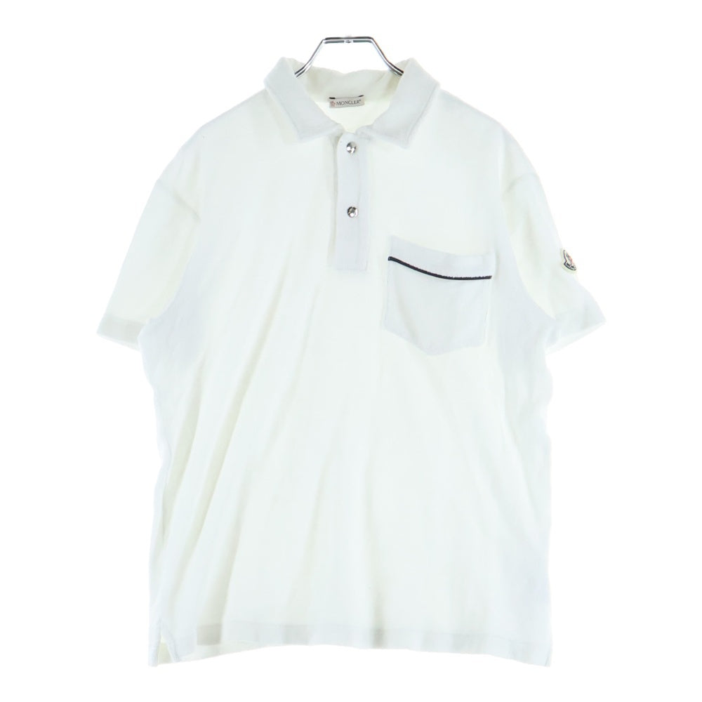 MONCLER(モンクレール) 23SS POLO MANICA CORTA ロゴパッチデザイン パイル地 半袖ポロシャツ ホワイト I10918A00017