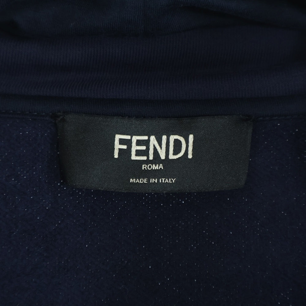 FENDI(フェンディ) リブ モンスターロゴ ジップアップジャケット フーデッド ジャージー ネイビー FAF525 A53H