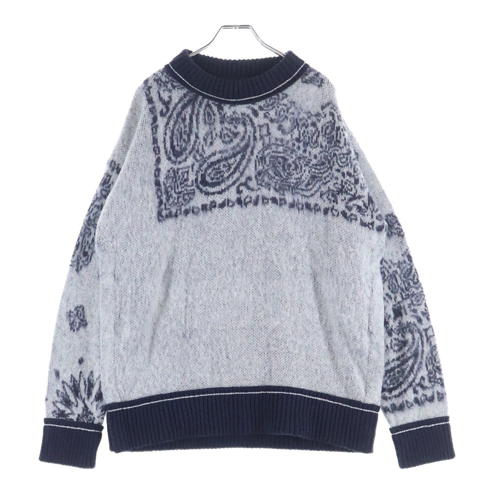 Sacai(サカイ) BANDANA JACQUARD KNIT PULLOVER バンダナ柄 ジャカード ニット セーター グレー 22-03103M
