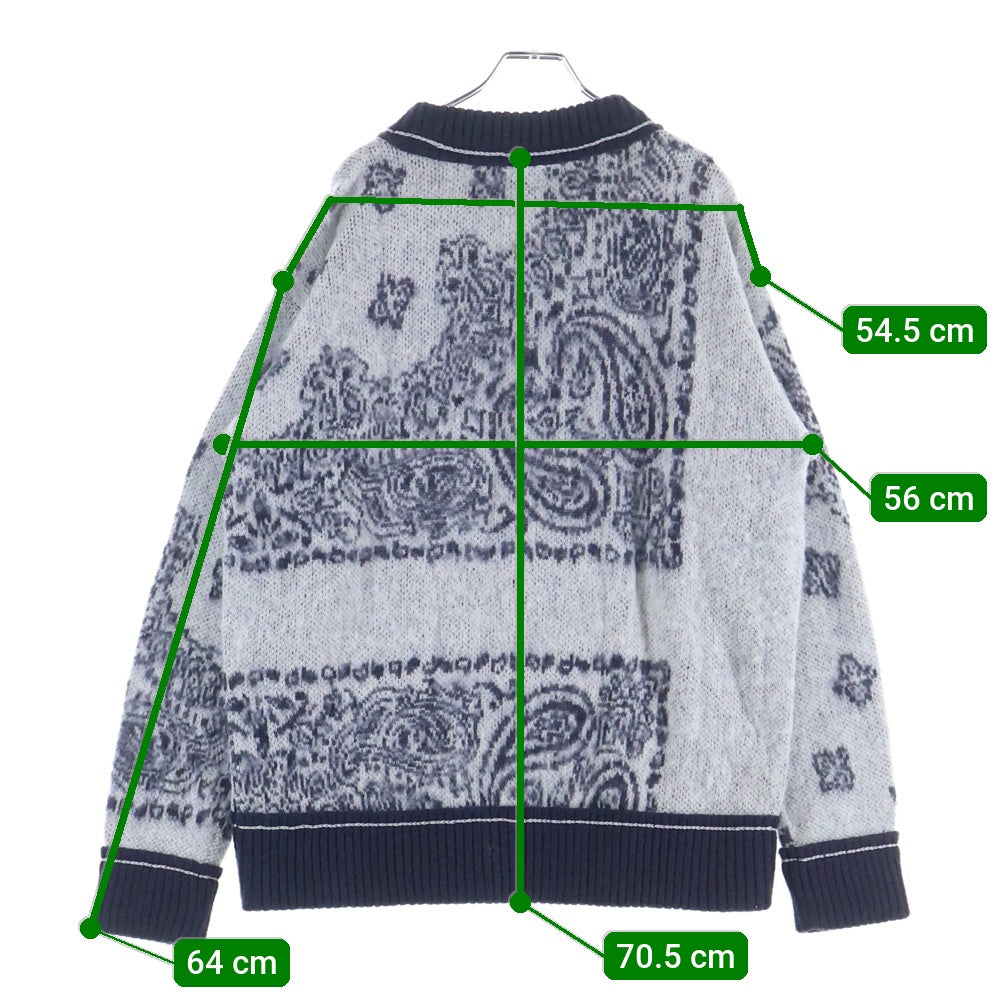 Sacai(サカイ) BANDANA JACQUARD KNIT PULLOVER バンダナ柄 ジャカード ニット セーター グレー 22-03103M