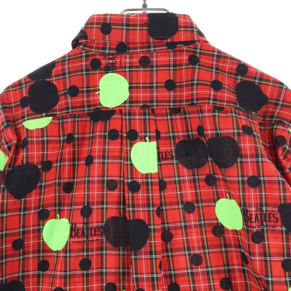 THE BEATLES COMME des GARCONS(ザビートルズ コムデギャルソン) AD2011 APPLE CORPS アップル コア ドット柄 レギュラーカラー 長袖シャツ レッド VI-B002