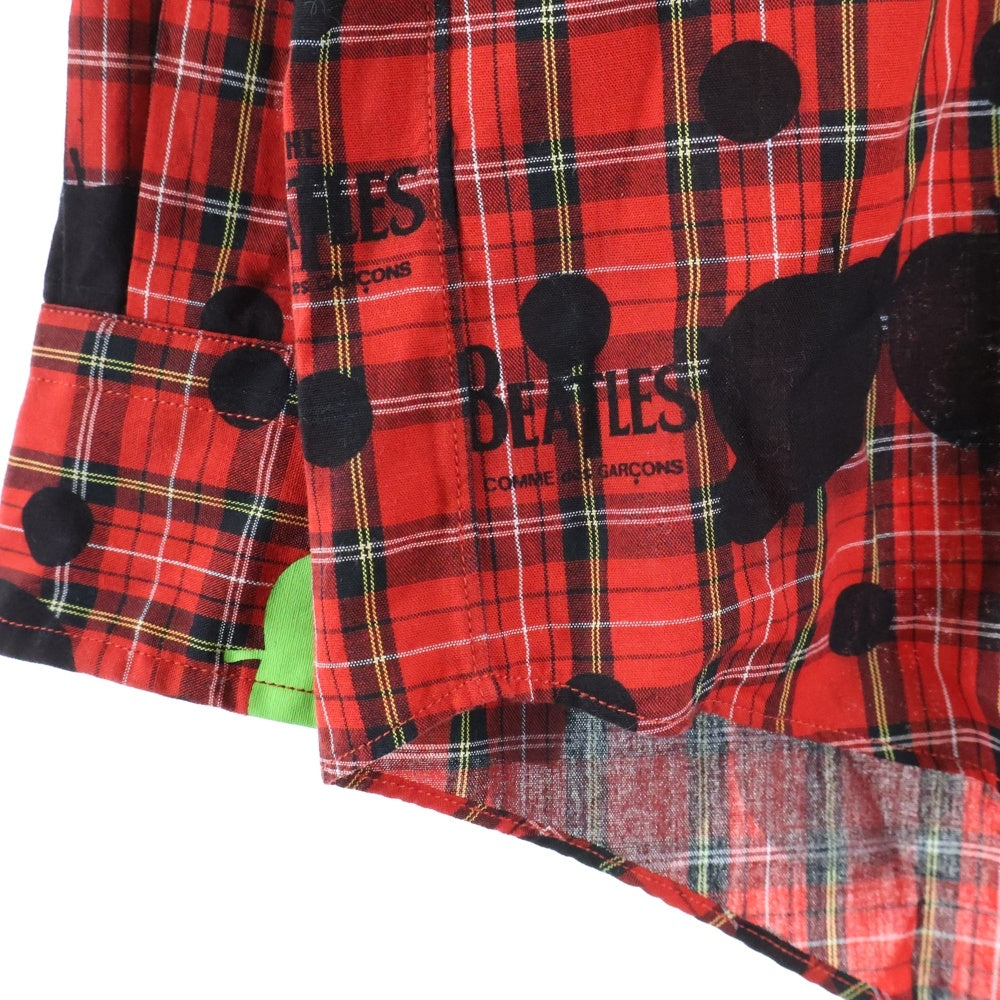 THE BEATLES COMME des GARCONS(ザビートルズ コムデギャルソン) AD2011 APPLE CORPS アップル コア ドット柄 レギュラーカラー 長袖シャツ レッド VI-B002