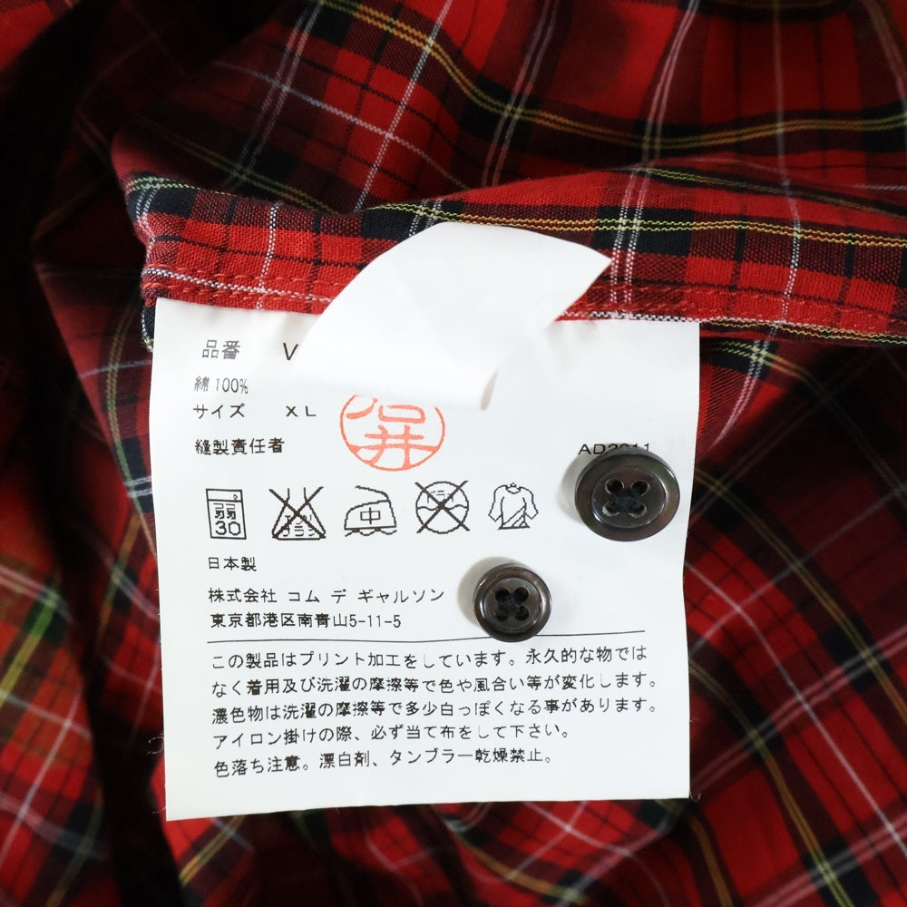 THE BEATLES COMME des GARCONS(ザビートルズ コムデギャルソン) AD2011 APPLE CORPS アップル コア ドット柄 レギュラーカラー 長袖シャツ レッド VI-B002
