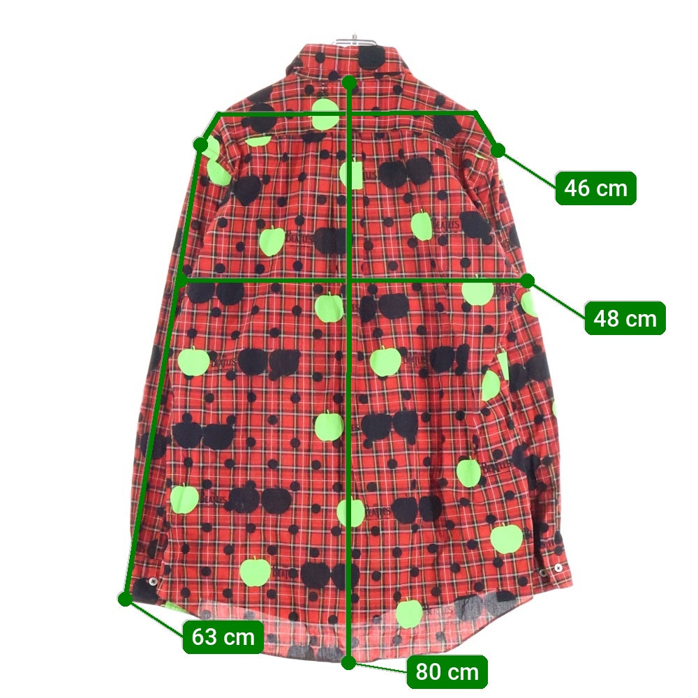 THE BEATLES COMME des GARCONS(ザビートルズ コムデギャルソン) AD2011 APPLE CORPS アップル コア ドット柄 レギュラーカラー 長袖シャツ レッド VI-B002