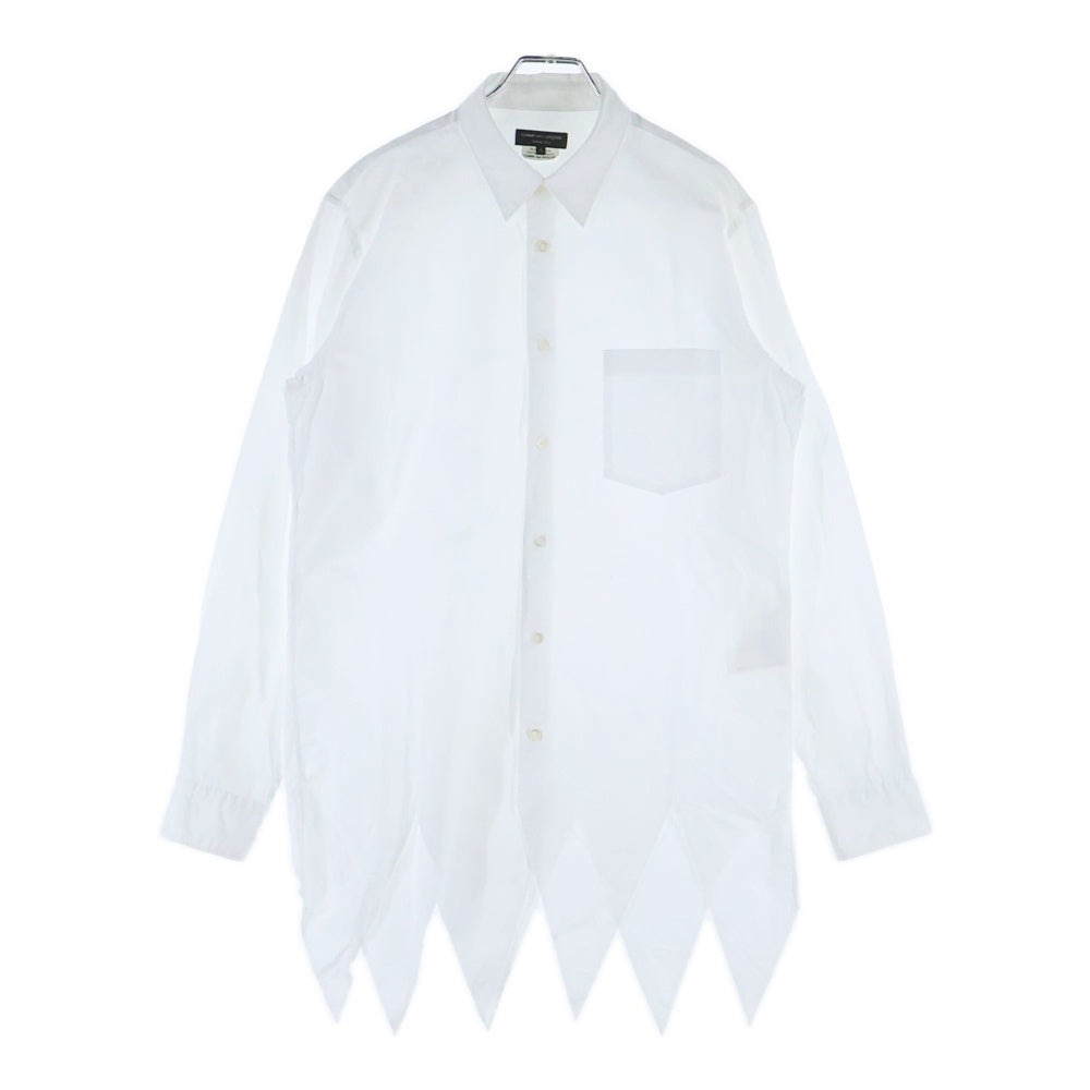 COMME des GARCONS HOMME PLUS(コムデギャルソンオムプリュス) 23SS AD2022 ASYMMETRICAL SHIRT アシンメトリー カットアウトデザイン 長袖シャツ ホワイト PK-B019
