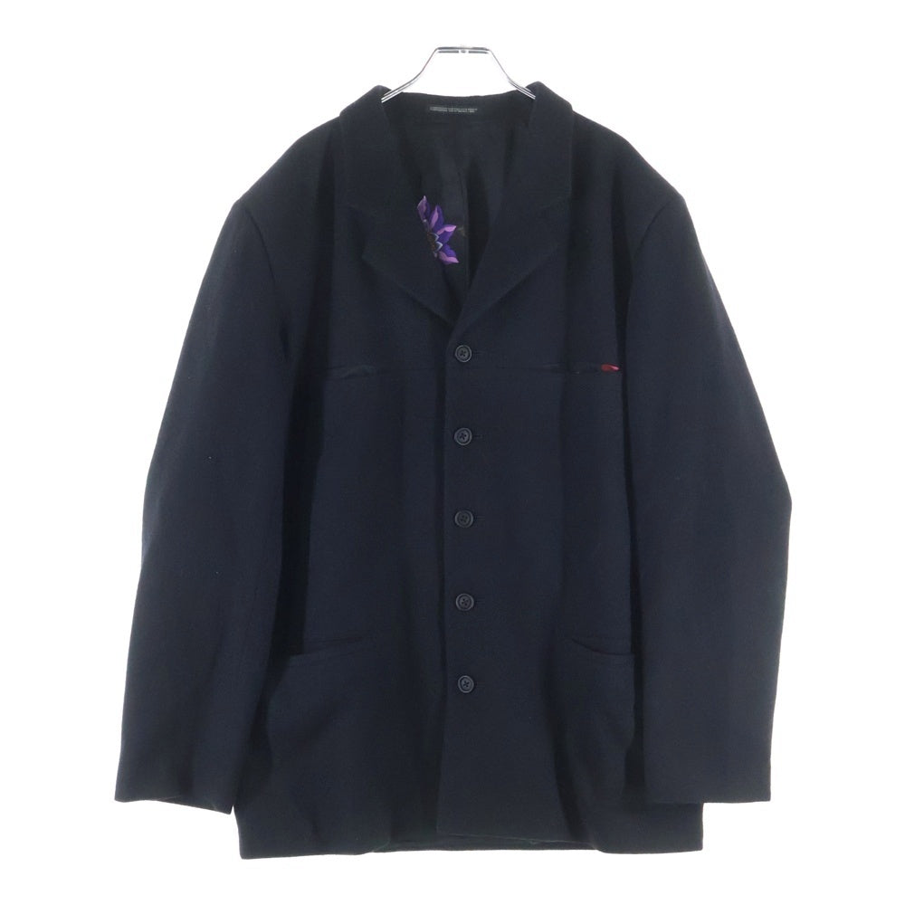 Y's for men(ワイズフォーメン) 25AW フラワーモチーフデザイン マルチポケット ウール シングル テーラードジャケット ブラック MJ-J16-802