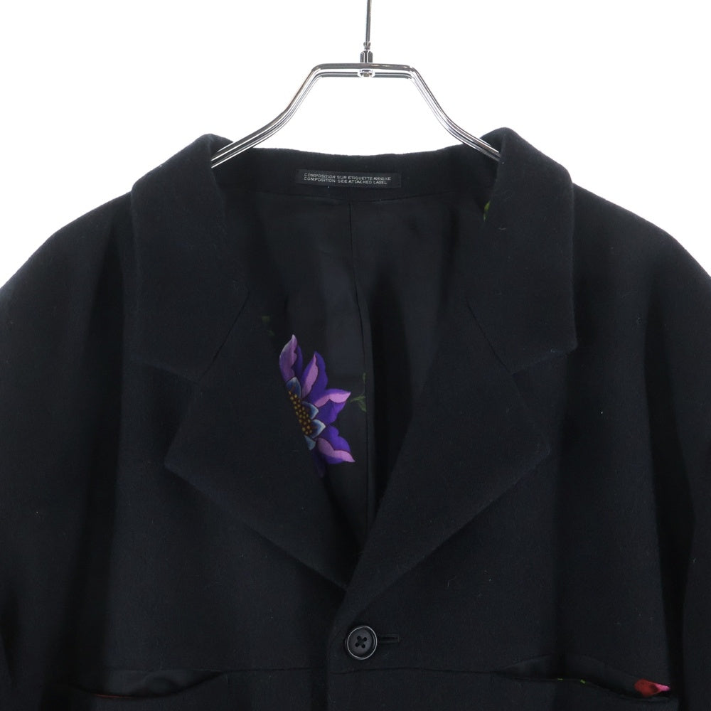 Y's for men(ワイズフォーメン) 25AW フラワーモチーフデザイン マルチポケット ウール シングル テーラードジャケット ブラック MJ-J16-802