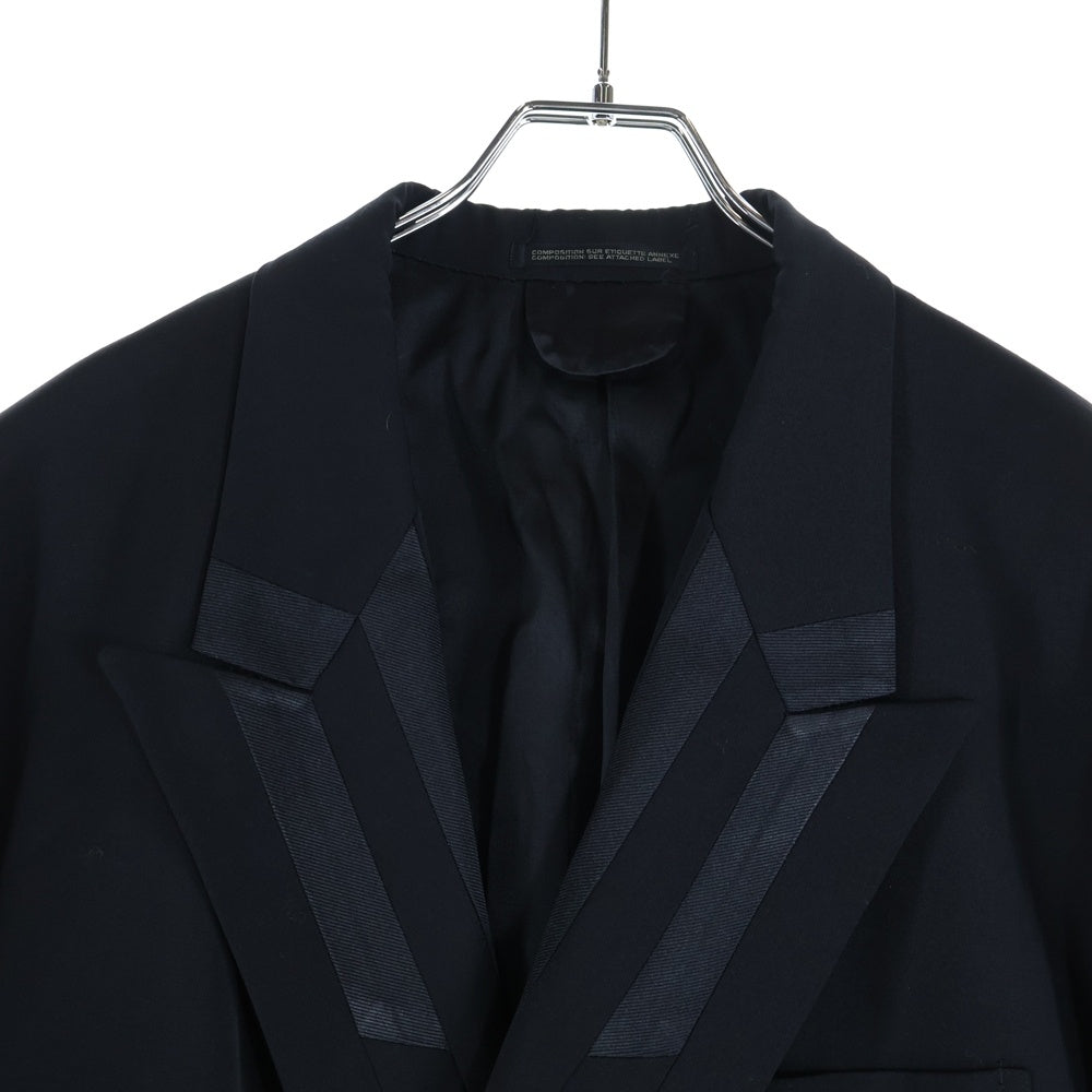 Yohji Yamamoto POUR HOMME(ヨウジヤマモト プールオム) 94AW マリオネット期 ラペル切替デザイン ピークドラペル ダブルブレストテーラードジャケット ブラック HV-J75-186