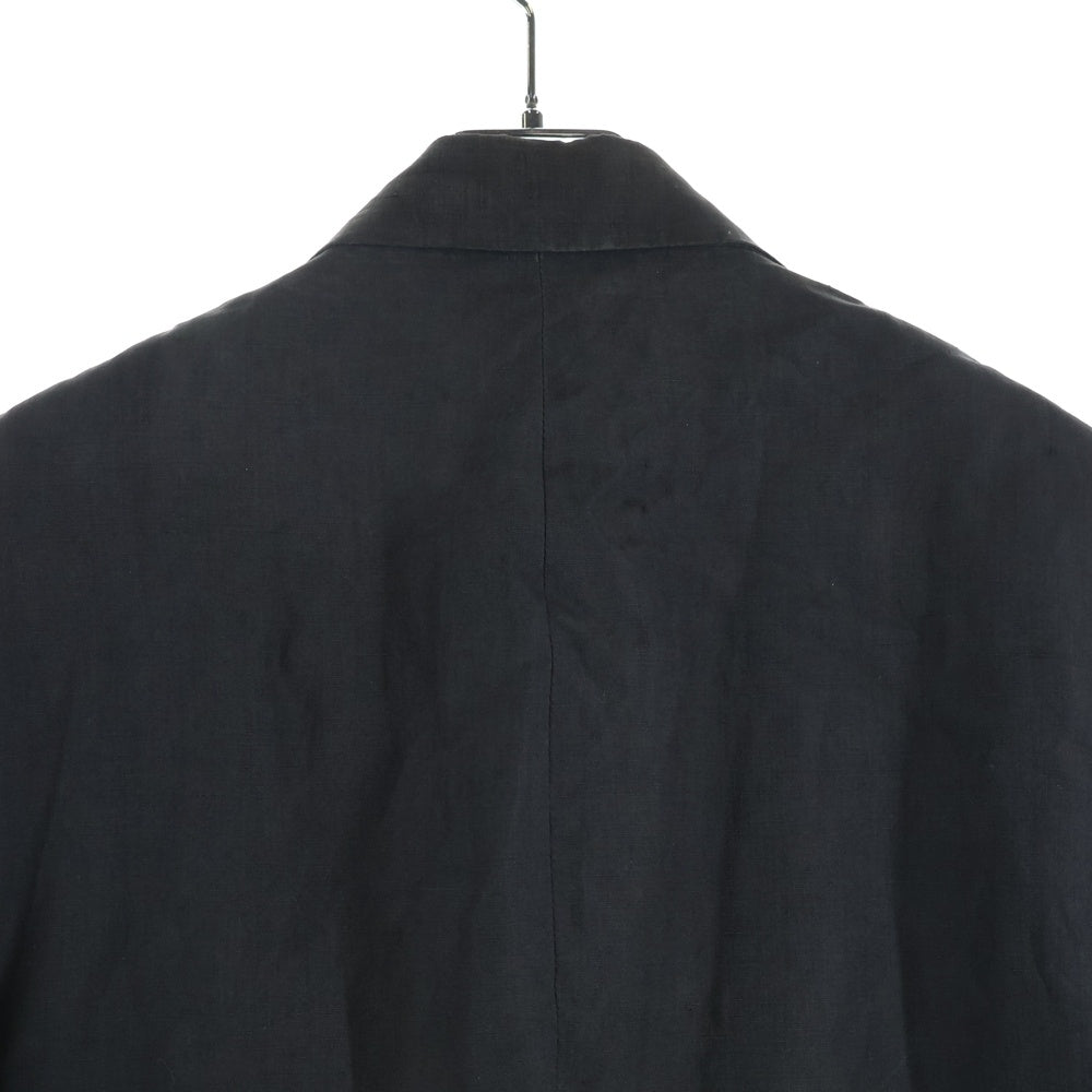 Yohji Yamamoto POUR HOMME(ヨウジヤマモト プールオム) 98SS 花刺繍 リネン 3B ロングテーラードジャケット コート ブラック HJ-J97-378