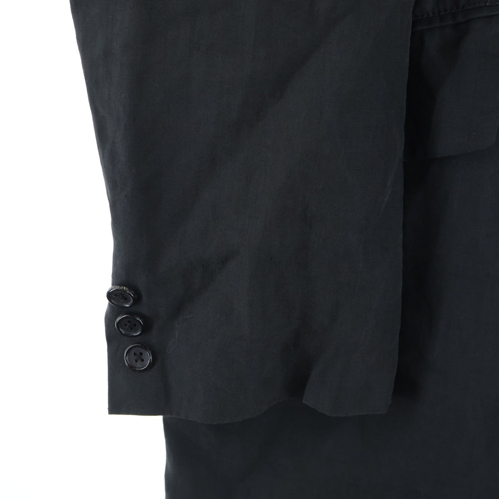Yohji Yamamoto POUR HOMME(ヨウジヤマモト プールオム) 98SS 花刺繍 リネン 3B ロングテーラードジャケット コート ブラック HJ-J97-378