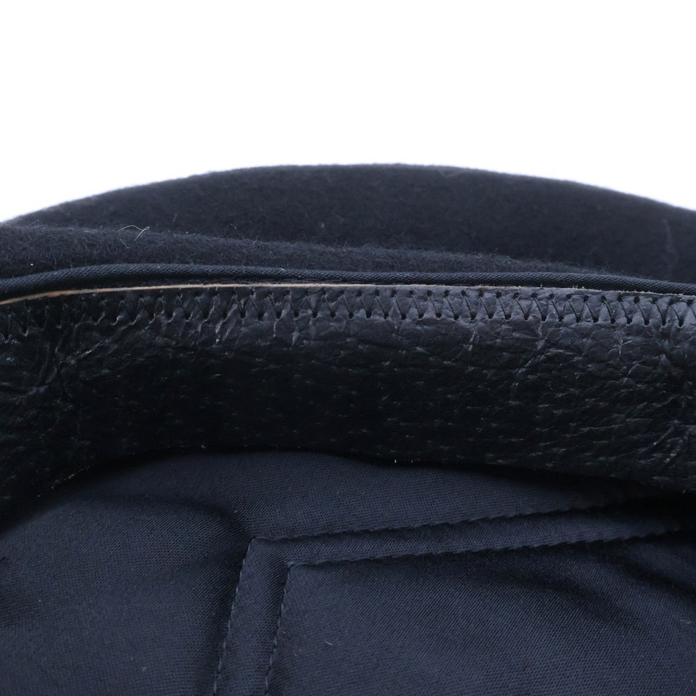 Yohji Yamamoto POUR HOMME(ヨウジヤマモト プールオム) 内レザー切替 ダイヤキルティング ウールベレー帽 キャップ 帽子 ブラック