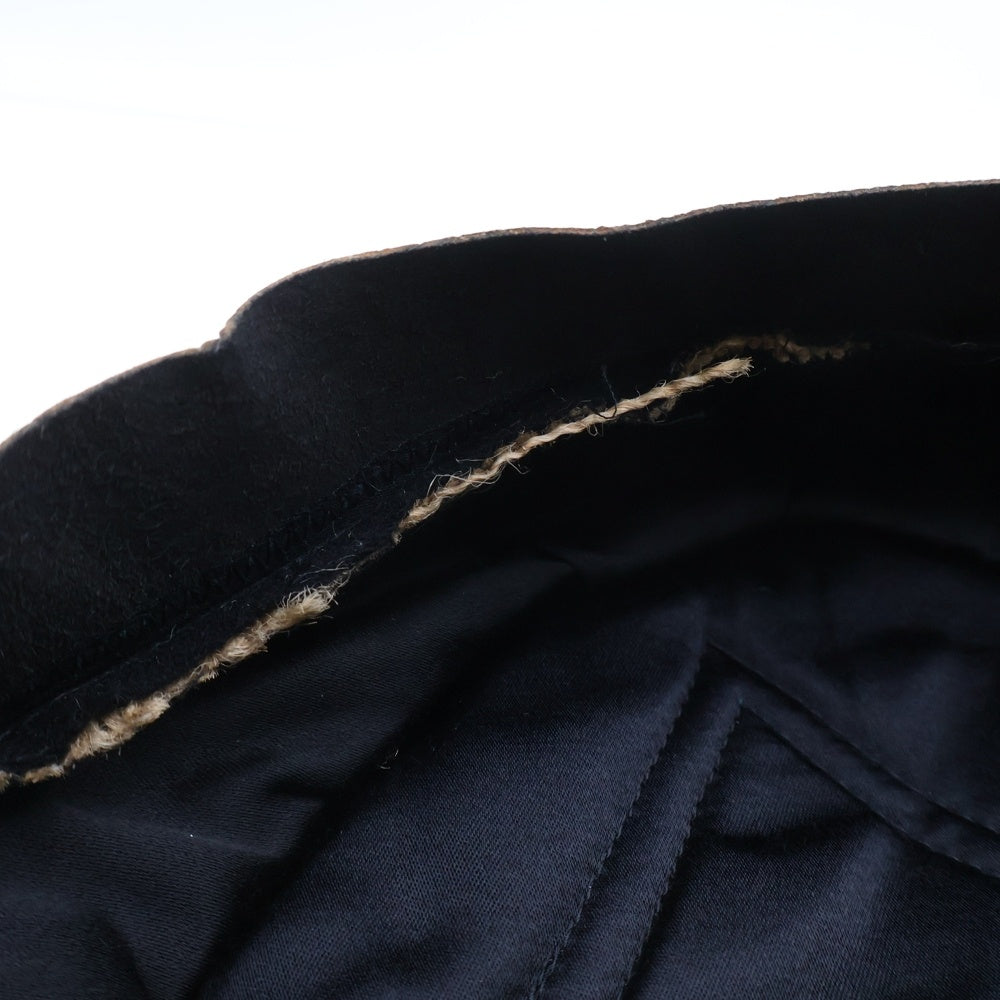 Yohji Yamamoto POUR HOMME(ヨウジヤマモト プールオム) 内レザー切替 ダイヤキルティング ウールベレー帽 キャップ 帽子 ブラック