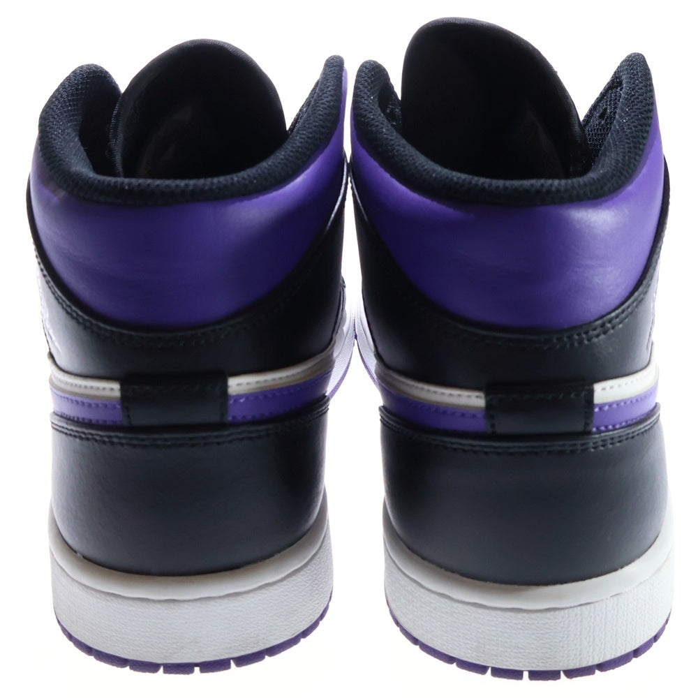 NIKE(ナイキ) AIR JORDAN 1 MID エアジョーダン1 ミッドカットスニーカー ブラック/パープル US9.5/27.5cm 554724-095