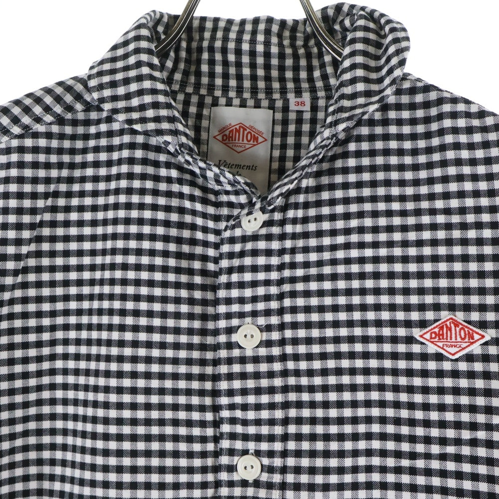 DANTON(ダントン) 20AW ギンガムチェック コットン ツイル バンドカラー ロングスリーブ 長袖 シャツ ブラック/ホワイト 20A-WS-001