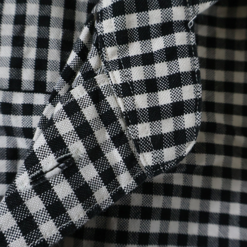 DANTON(ダントン) 20AW ギンガムチェック コットン ツイル バンドカラー ロングスリーブ 長袖 シャツ ブラック/ホワイト 20A-WS-001