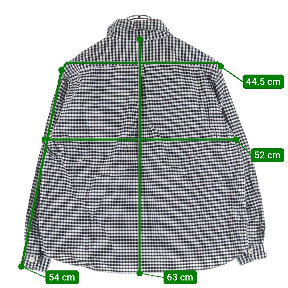 DANTON(ダントン) 20AW ギンガムチェック コットン ツイル バンドカラー ロングスリーブ 長袖 シャツ ブラック/ホワイト 20A-WS-001