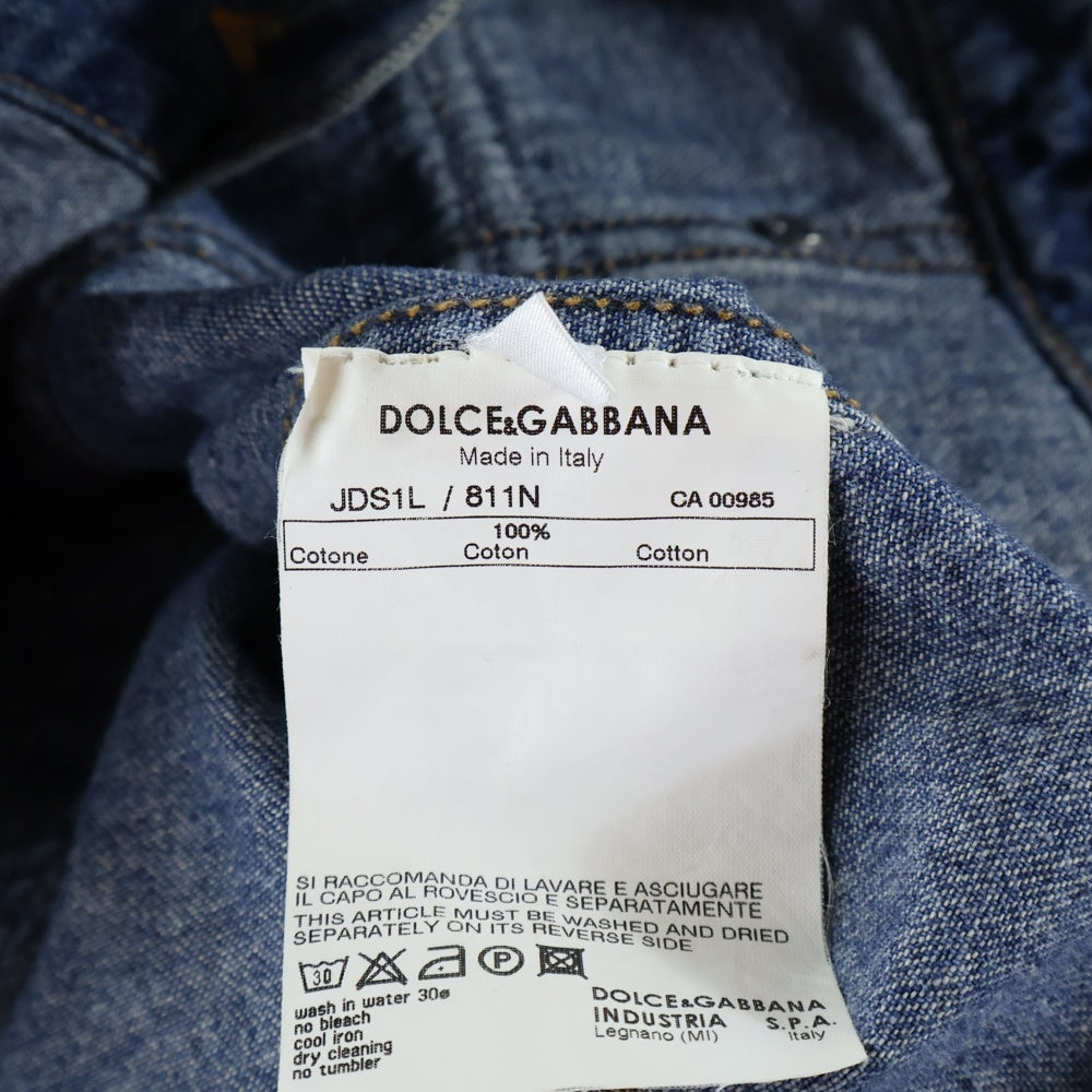 DOLCE & GABBANA(ドルチェアンドガッバーナ) カットオフ ノーカラー デニムジャケット レディース インディゴ JDS1L 811N