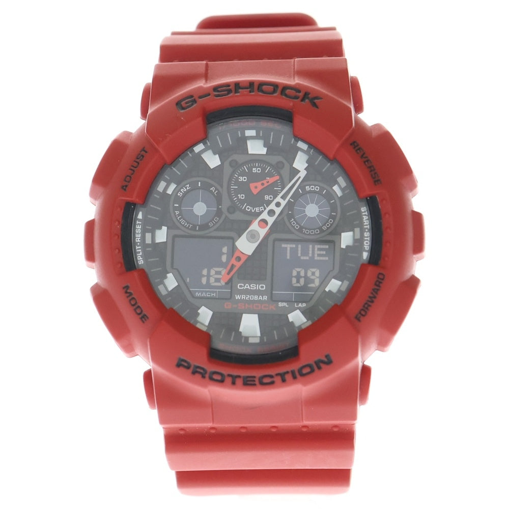 CASIO G-SHOCK(カシオ ジーショック) 20気圧防水 アナデジ文字盤 クオーツ ウオッチ 腕時計 レッド GA-100B-4AJF