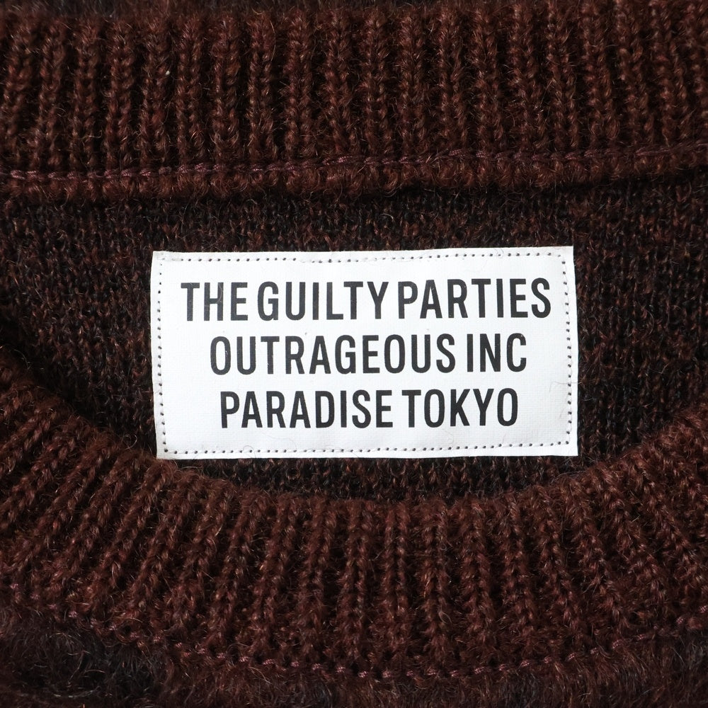 WACKO MARIA(ワコマリア) 22FW LEOPARD JACQUARD MOHAIR KNIT レオパード柄 ジャガード モヘアニット セーター レッド