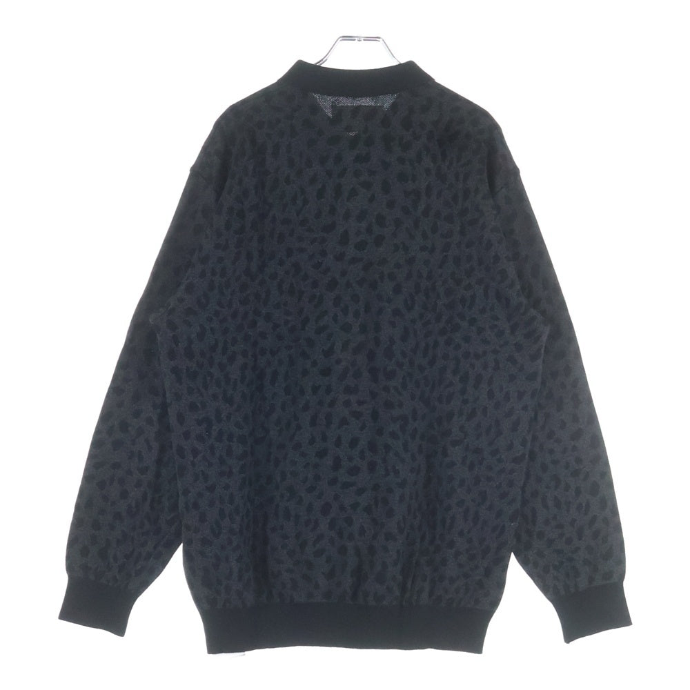 WACKO MARIA(ワコマリア) 23AW LEOPARD KNIT POLO SHIRT レオパード柄 ニットポロ セーター ブラック 23FW-WMK-KN20