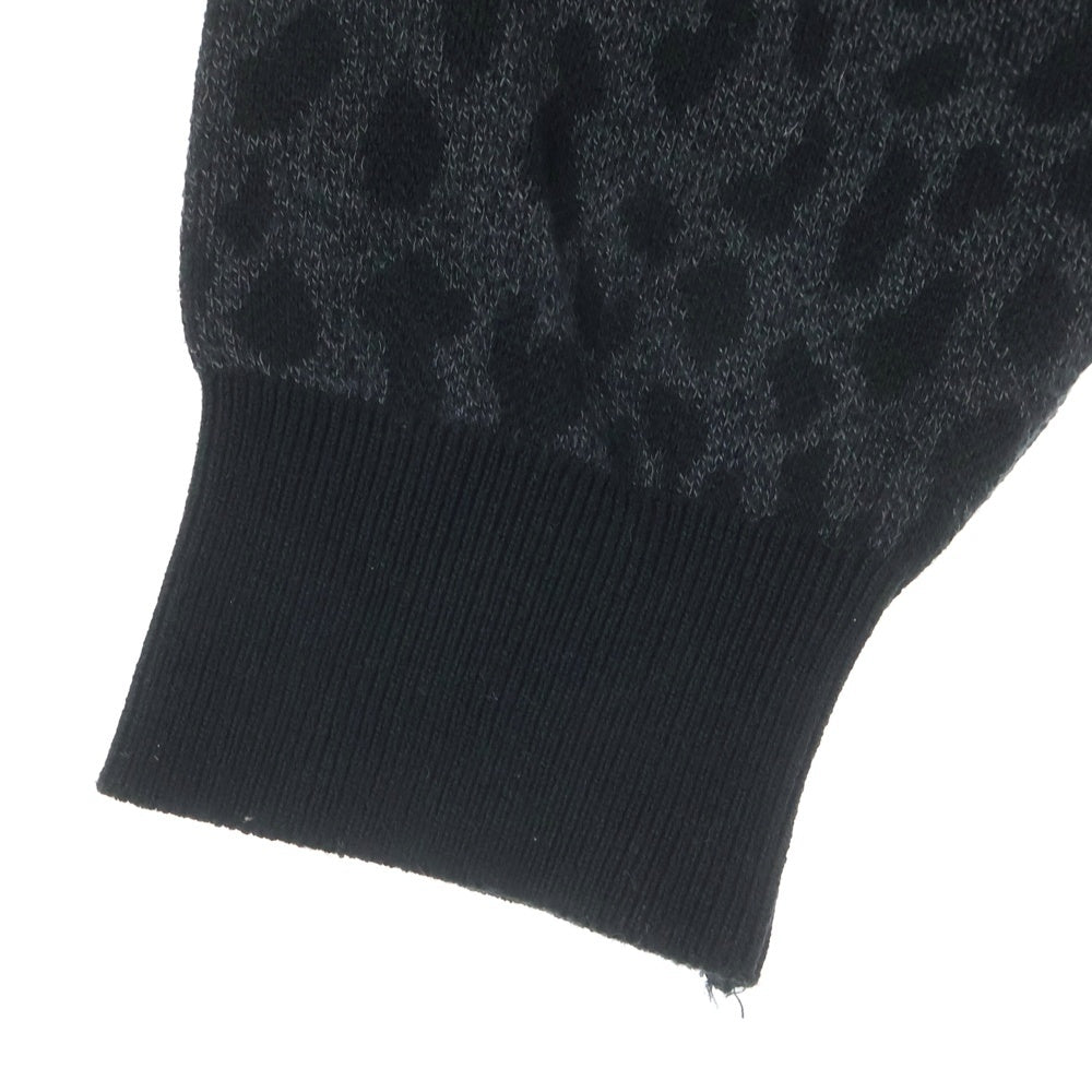 WACKO MARIA(ワコマリア) 23AW LEOPARD KNIT POLO SHIRT レオパード柄 ニットポロ セーター ブラック 23FW-WMK-KN20