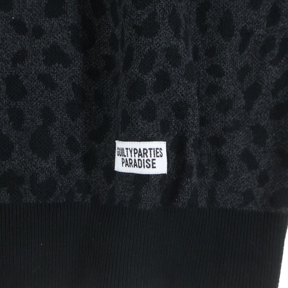 WACKO MARIA(ワコマリア) 23AW LEOPARD KNIT POLO SHIRT レオパード柄 ニットポロ セーター ブラック 23FW-WMK-KN20
