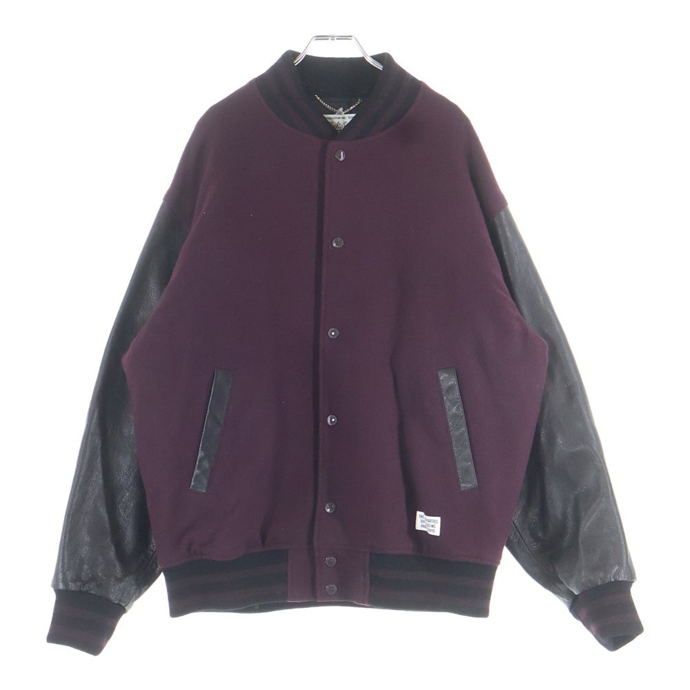 WACKO MARIA(ワコマリア) LEATHER VARSITY JACKET レザー ダブルポケット バーシティージャケット ワインレッド