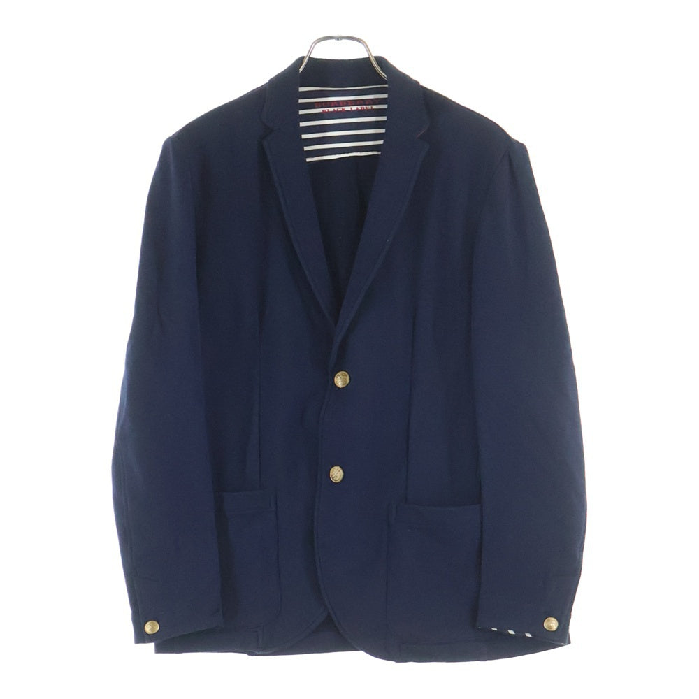 BURBERRY BLACK LABEL(バーバリー ブラックレーベル) 金ボタン 2B コットン テーラードジャケット スウェット地 ネイビー D1P10-709-29