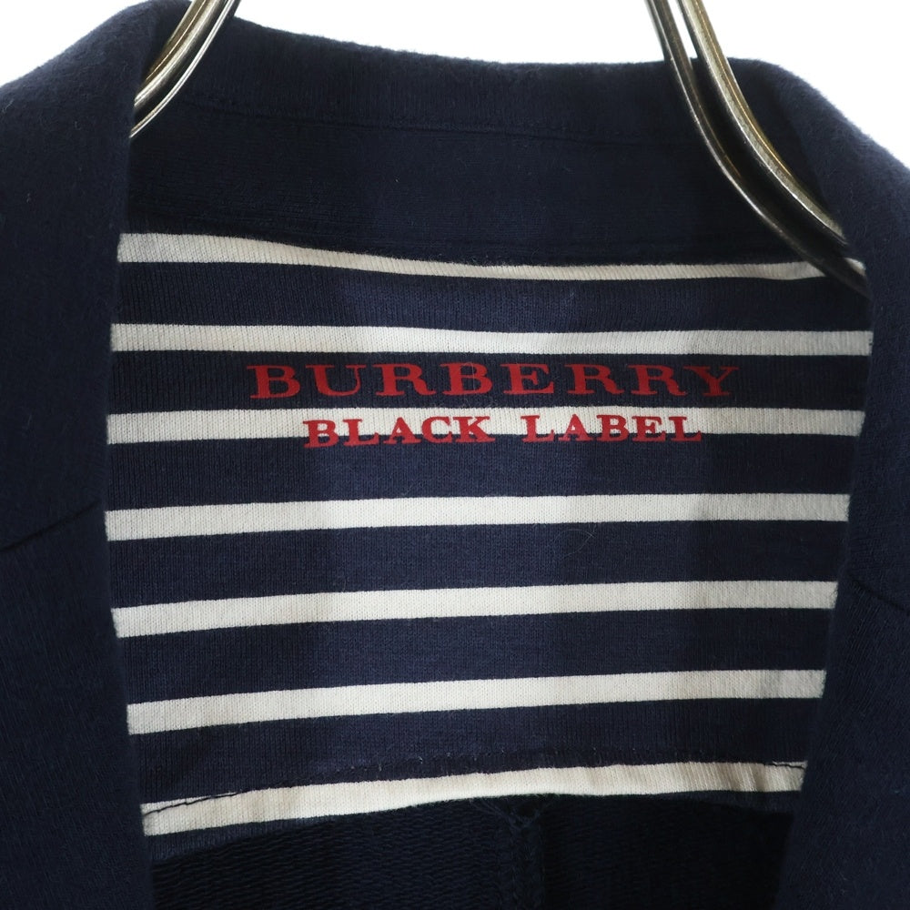 BURBERRY BLACK LABEL(バーバリー ブラックレーベル) 金ボタン 2B コットン テーラードジャケット スウェット地 ネイビー D1P10-709-29