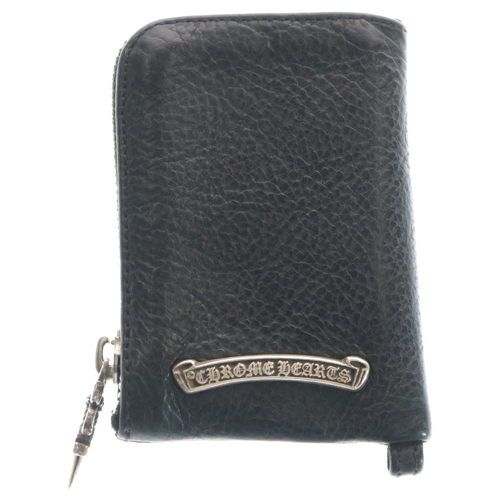 CHROME HEARTS(クロムハーツ) TINY ZIP タイニージップ クロスパッチ付き ダガージップ レザー コンパクトウォレット 財布 ブラック
