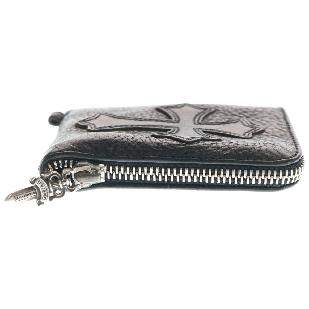 CHROME HEARTS(クロムハーツ) TINY ZIP タイニージップ クロスパッチ付き ダガージップ レザー コンパクトウォレット 財布 ブラック
