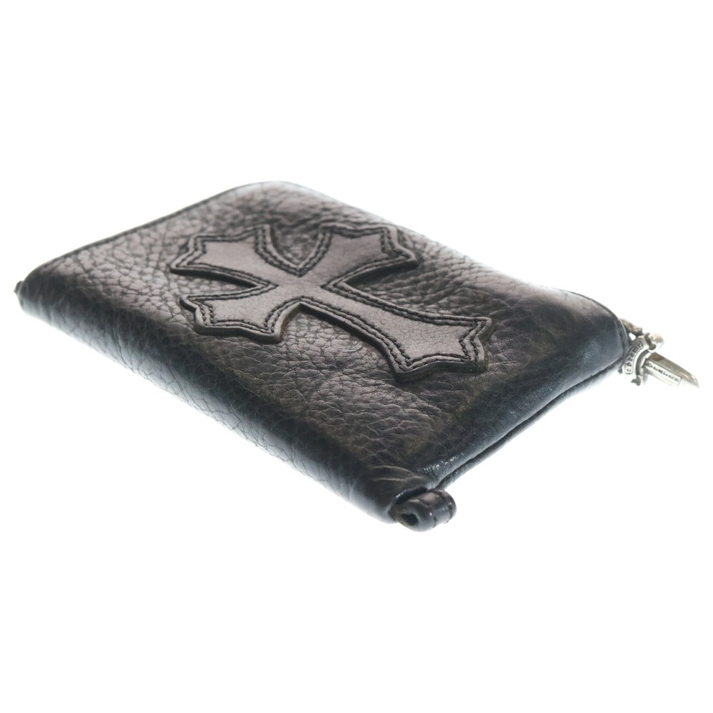 CHROME HEARTS(クロムハーツ) TINY ZIP タイニージップ クロスパッチ付き ダガージップ レザー コンパクトウォレット 財布 ブラック