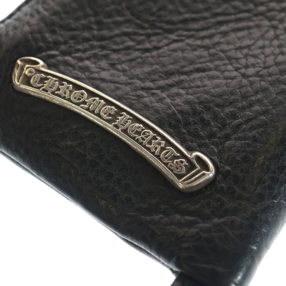 CHROME HEARTS(クロムハーツ) TINY ZIP タイニージップ クロスパッチ付き ダガージップ レザー コンパクトウォレット 財布 ブラック