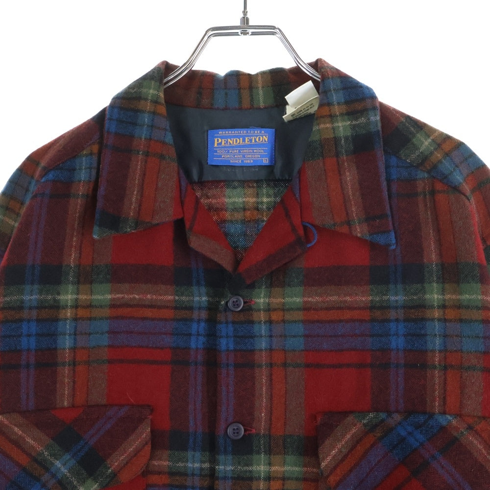 PENDLETON(ペンドルトン) 90S VINTAGE ロングスリーブ ウールチェック ヴィンテージ 長袖シャツ レッド/ブルー