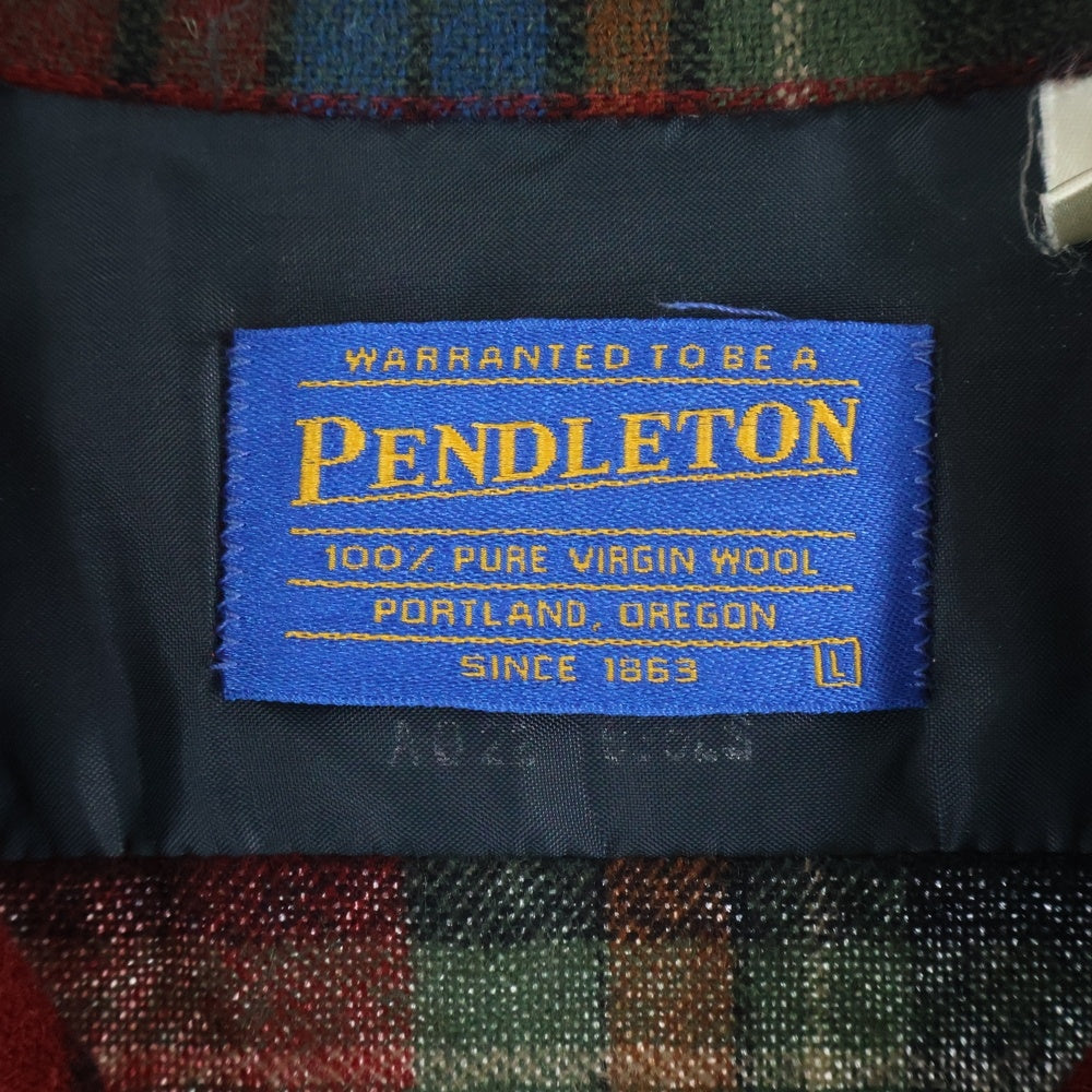 PENDLETON(ペンドルトン) 90S VINTAGE ロングスリーブ ウールチェック ヴィンテージ 長袖シャツ レッド/ブルー