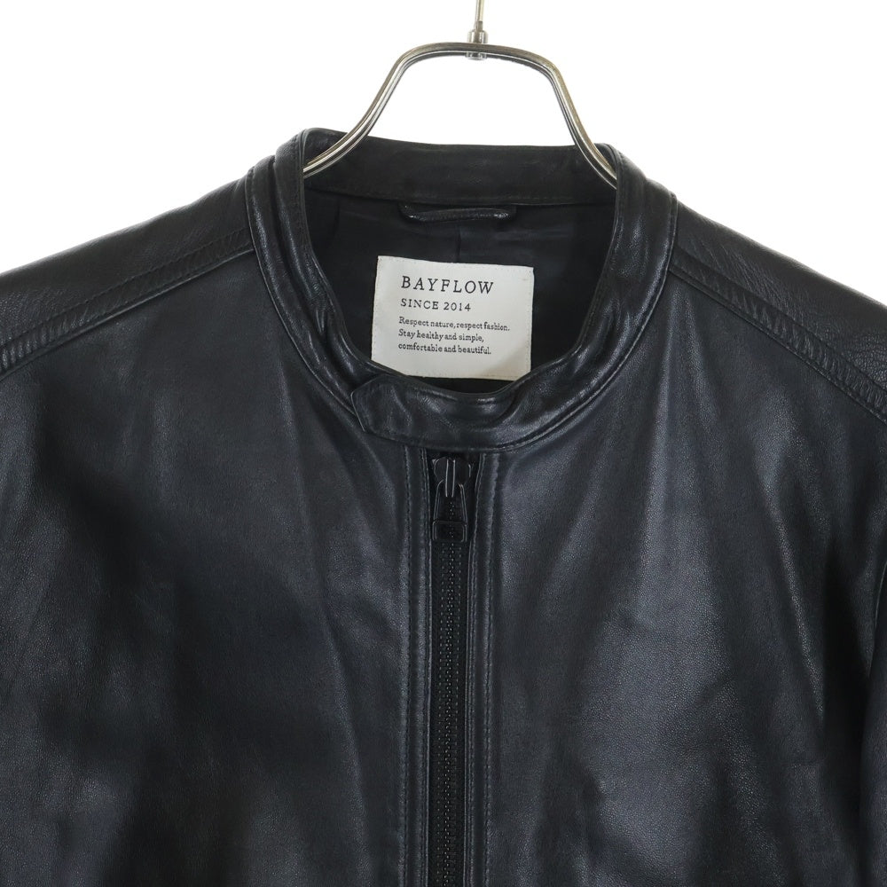 BAYFLOW(ベイフロー) シングルレザージャケット ライダース 羊革 ブラック BM1610NM03