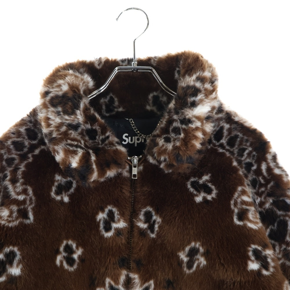 SUPREME(シュプリーム) 21AW Bandana Faux Fur Bomber Jacket バンダナ柄 ジップアップ ボンバージャケット ブラウン