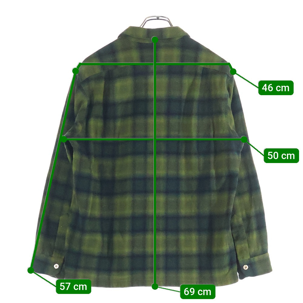 PENDLETON(ペンドルトン) 60S VINTAGE ヴィンテージ オンブレチェック ウール オープンカラー長袖ボードシャツ グリーン