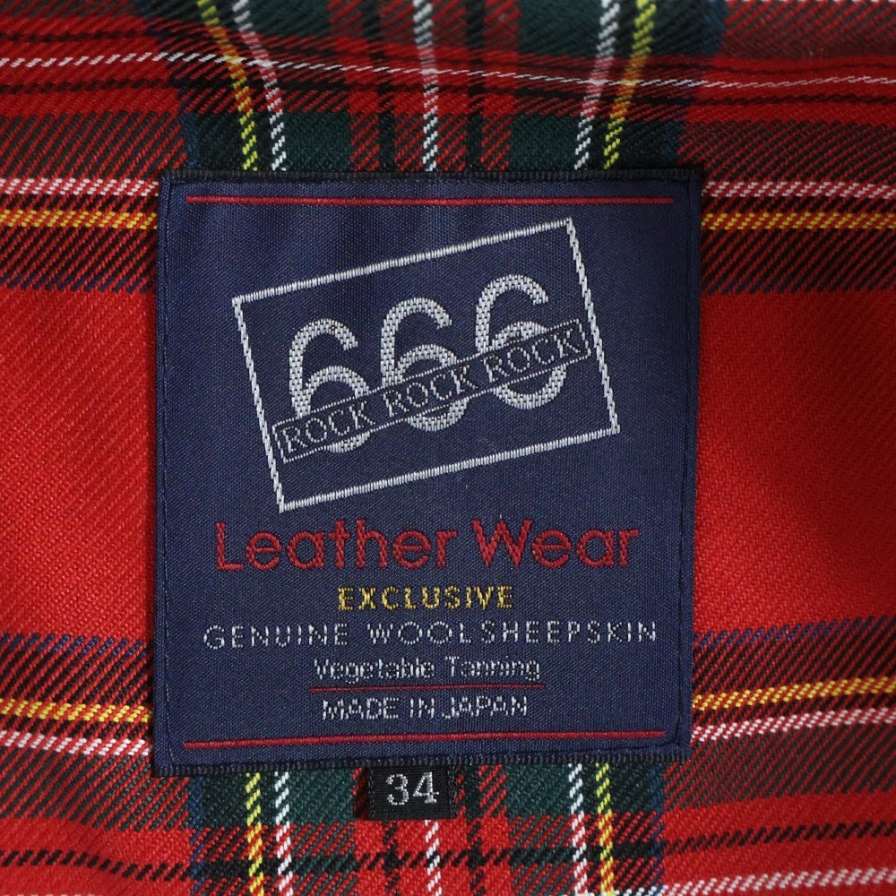 666 LEATHER WEAR(トリプルシックスレザーウェア) LJM-1TF マルチポケット ダブル タータンチェック柄 レザージャケット ライダースジャケット ブルー