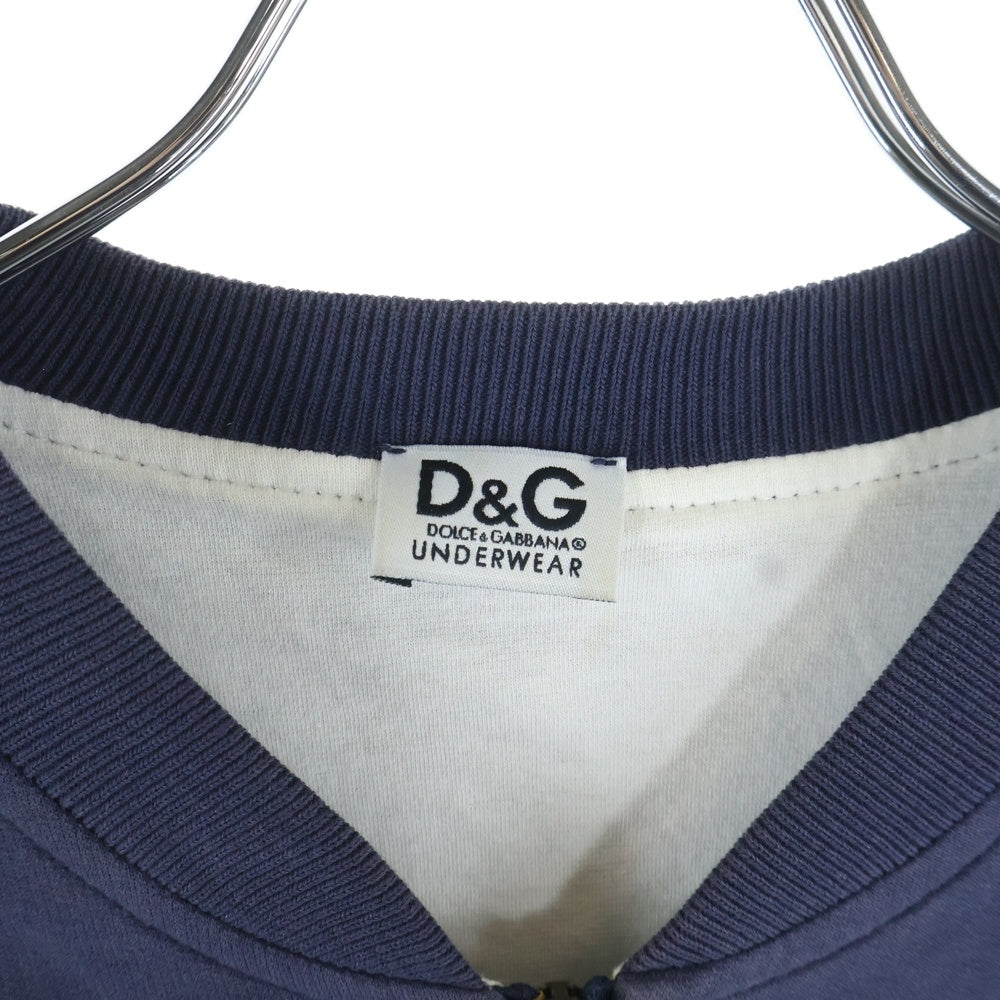 DOLCE & GABBANA(ドルチェアンドガッバーナ) UNDERWEAR アンダーウェア フロントロゴプリント ジップアップスウェット ネイビー