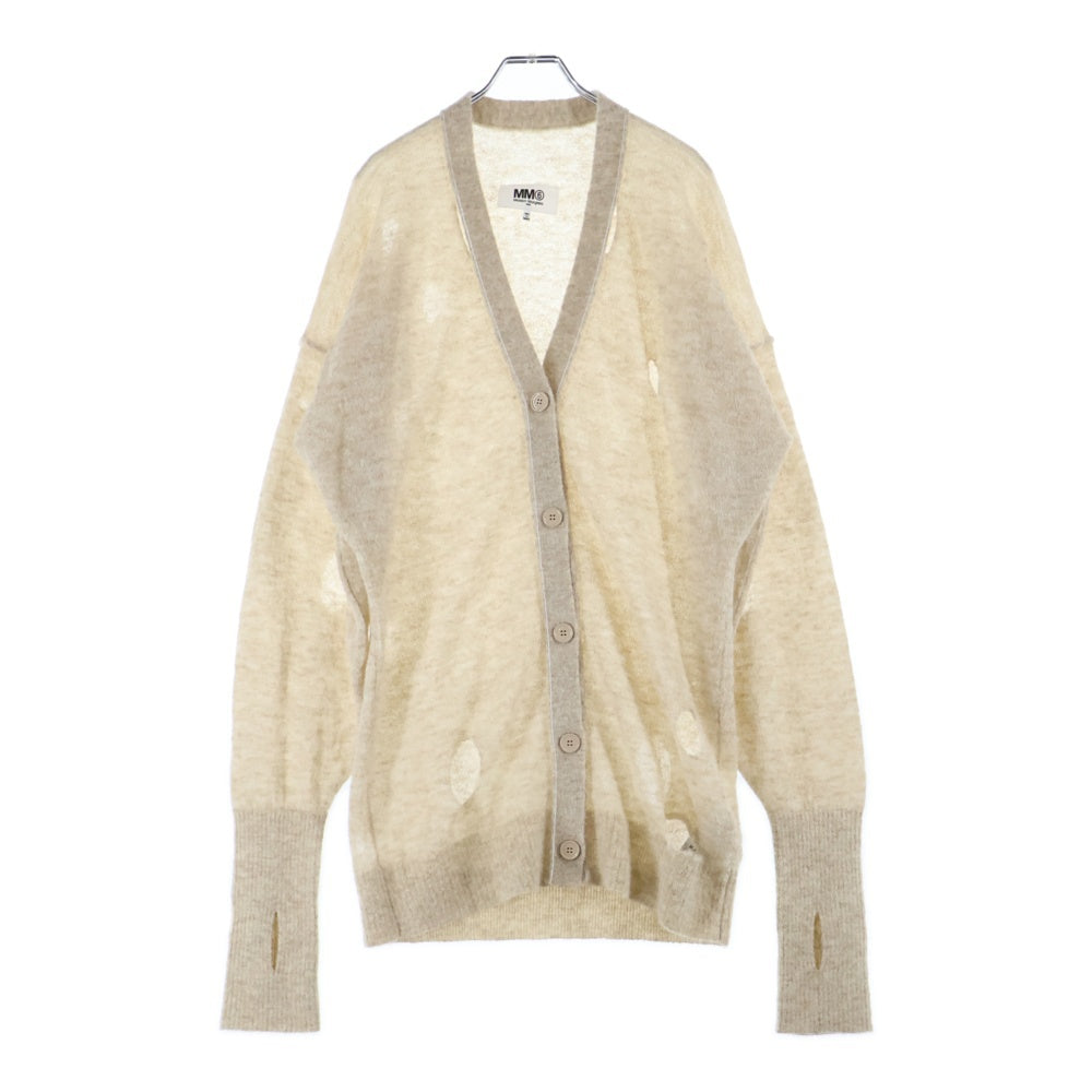 MM6 Maison Margiela(エムエムシックスメゾンマルジェラ) 22AW DAMAGE KNIT CARDIGAN ダメージ加工 アルパカ 5B ニット カーディガン ベージュ S52HA0258