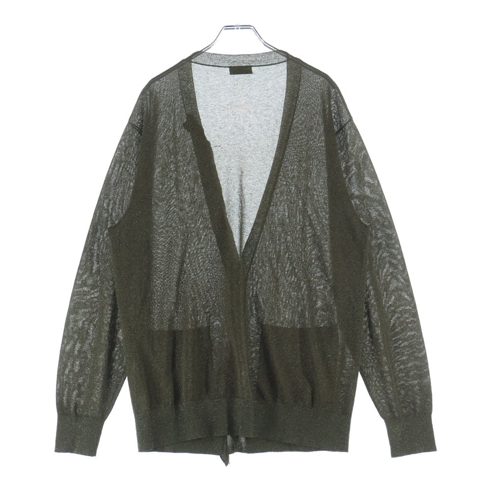 DRIES VAN NOTEN(ドリスヴァンノッテン) クレイジーパターン ラメ ダブルポケット ニット カーディガン レディース カーキ