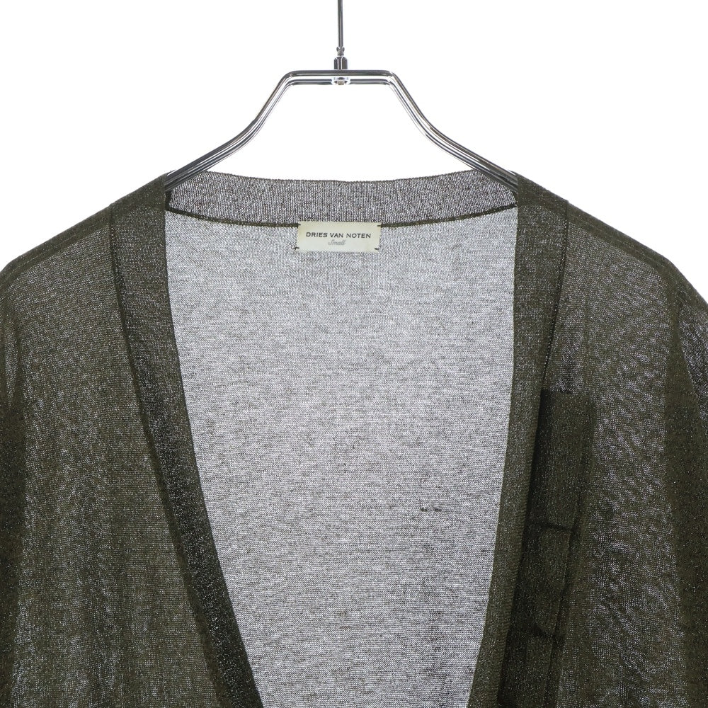 DRIES VAN NOTEN(ドリスヴァンノッテン) クレイジーパターン ラメ ダブルポケット ニット カーディガン レディース カーキ