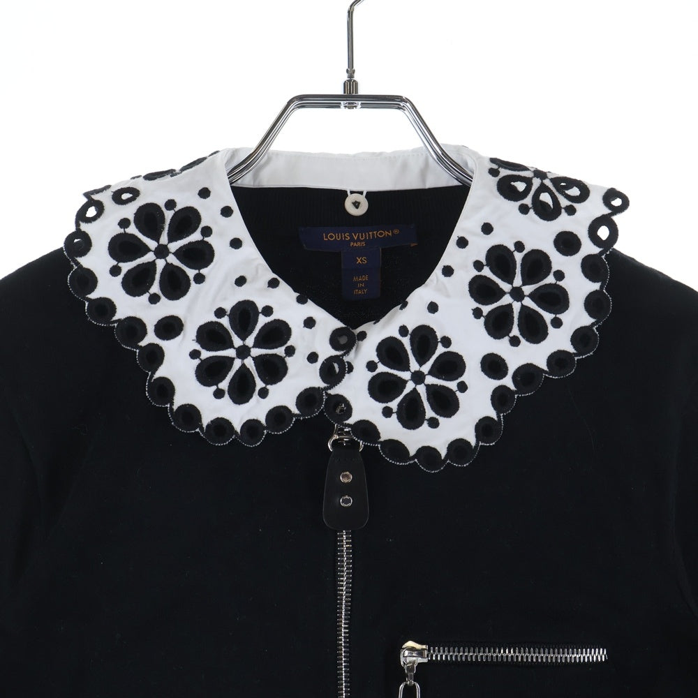 LOUIS VUITTON(ルイヴィトン) ブロイダリーカラージップアップニットドレス 半袖ワンピース ブラック FSKD01MYI レディース