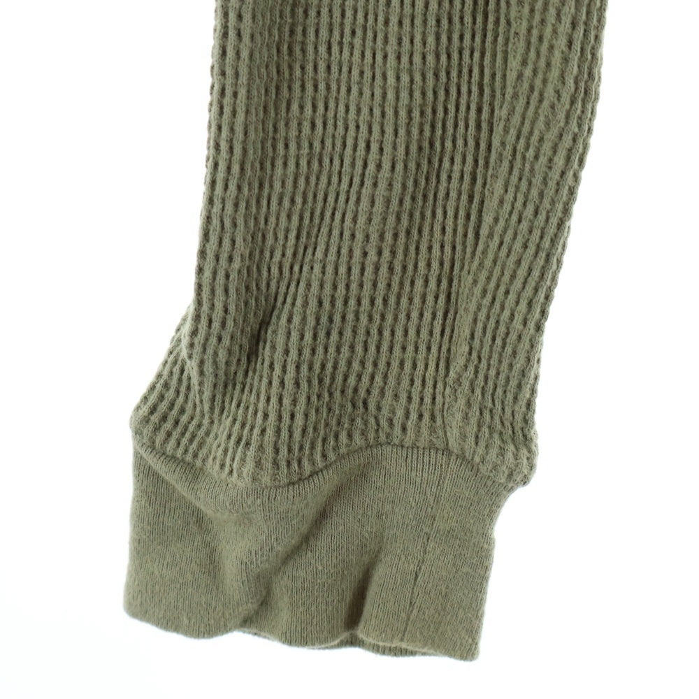 Armani Exchange(アルマーニ エクスチェンジ) フロントバードプリント ワッフル クルーネック 長袖Tシャツ カットソー グリーン